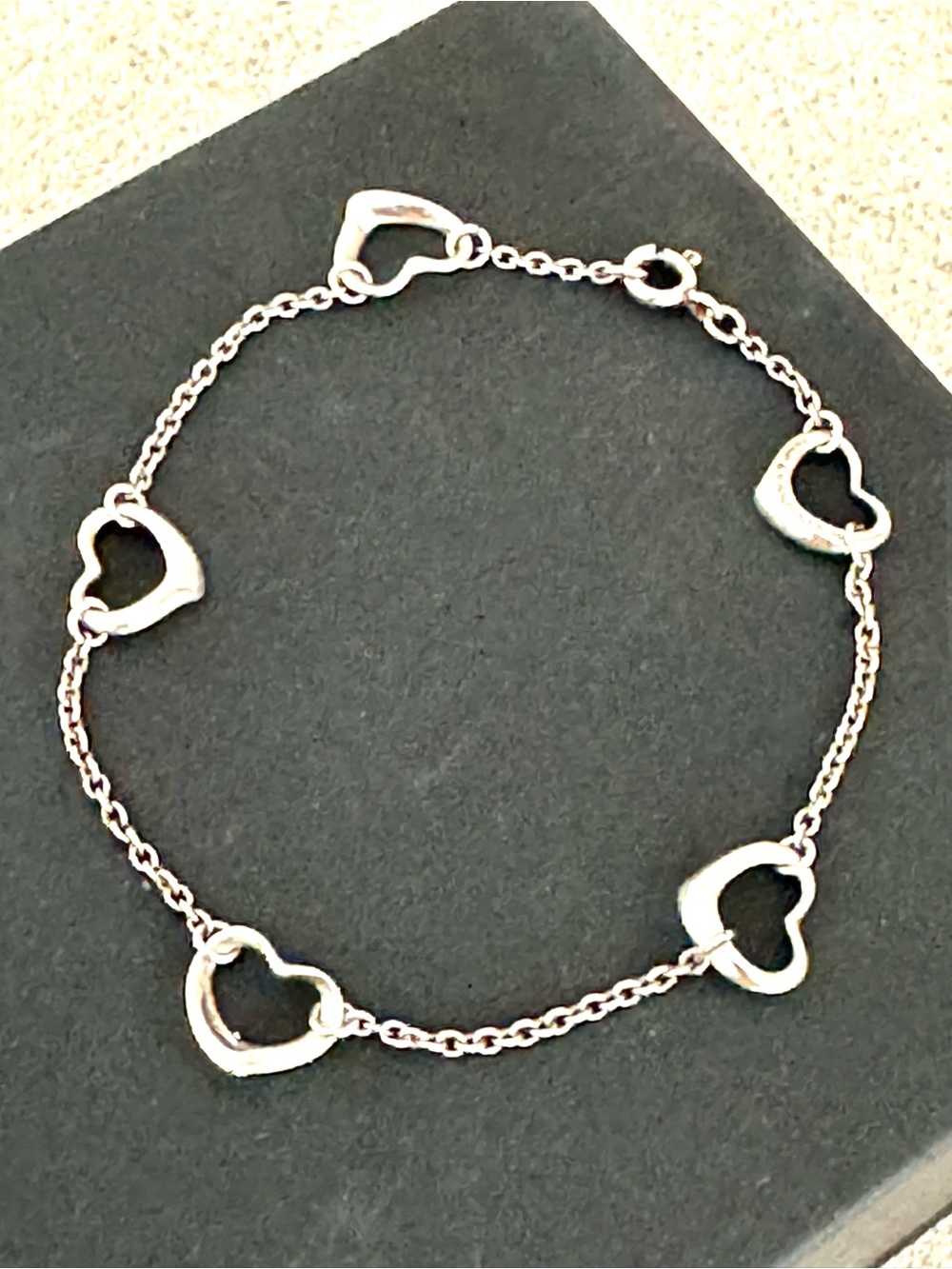 TIFFANY & CO. Elsa Peretti 5 Open Heart Bracelet Sterling Silver 925 Spain